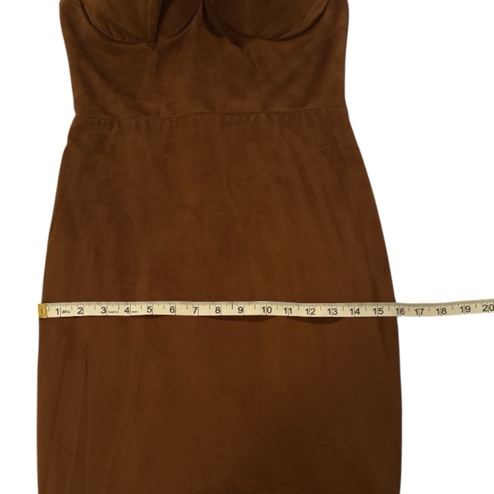 House of CB Camel Suedette Palmira Bustier Bodycon Halter Dress Sz M Mini - Picture 13 of 13